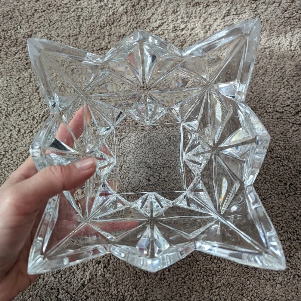 Bohemia Crystal Pyramid Bowl Set of 3 Czech Republic Bohemia Sklarny
